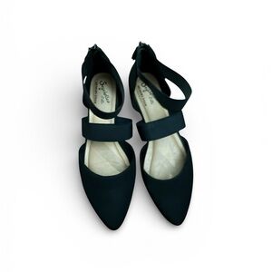 Seychelles Black Pointed Double-Strap Flats